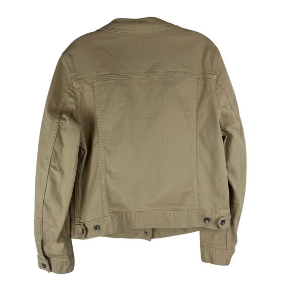 L.L. Bean Womens Tan Denim Jacket Size Large Khaki Button Front Casual - Picture 2 of 8